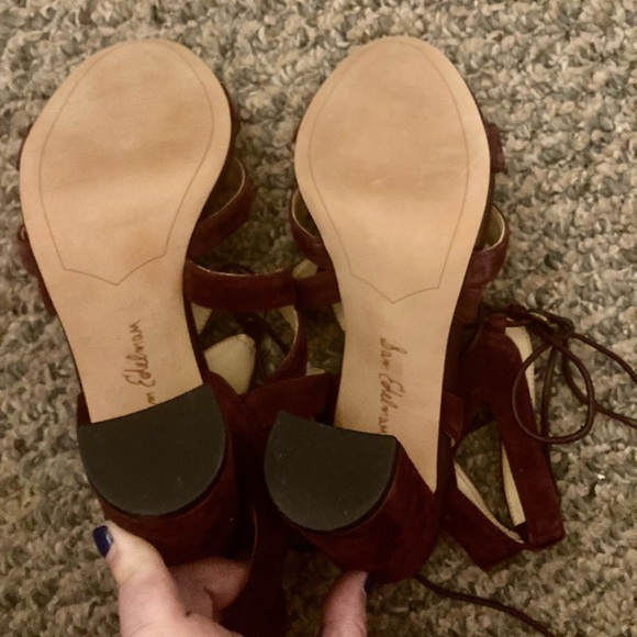 Sam Edelman Yardley Wine Suede Lace Up Heels - Picture 7 of 12